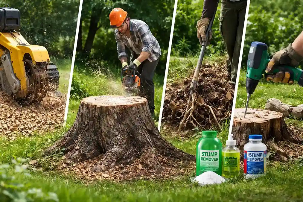 Dessouchage 2026 : 7 méthodes puissantes pour éliminer une souche sans danger